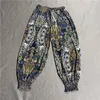 Kvinnor Byxor Capris Print Drawstring Beskuren Byxor Kvinnor Lösa Blomsaker Casual Home Comfy Ice Silk Sweatpants Basic High Waist Pantalo