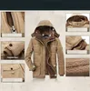 防風のフリースのジャケット男性暖かい厚い風化器のミリタリーコート冬のフード付きパーカーの上着オーバーコート高品質服211014