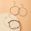 Cadena de eslabones HuaTang 4 unids/set Boho Color plata círculo redondo multicapa pulsera conjunto para mujeres llama geometría tejido joyería Kent22