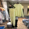 Nomikuma Moda Kazak Pantolon Setleri Uzun Sleev EO-Boyun Kazak Hoodie + Lace Up Yüksek Bel Harem Pantolon Kadınlar Yeni 6G443 210427