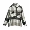 Evfere Fashion Ladies Plaid Camisa larga suelta Chaquetas Mujeres Manga elegante Lana Chaqueta de gran tamaño Outwear Femme 210421