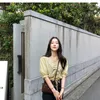 Ceinture Jaune Short Shirt Summer Casual Vintage Blouses Sleeve Coton Plaid Coton Blouse Femmes Top Femme 210417