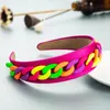 2021 Moda Damska Opaska Szeroka Side Candy Kolor Nakrycia Nakrycia Plastikowa Łańcucha Hairband Kobiet Akcesoria do włosów