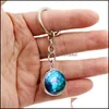 Keychains Fashion Aessories Double-Sided Glass Crystal Ball 12 Constellation Time Stone Keychain Keyring Creative Men Women Bag Car Key Jewe