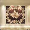 Lüks 3D Stereoskopik Duvar Kağıdı Avrupa Klasik Takı Elmas Inci Çiçek Duvar Kağıtları Arka Plan Duvar