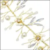 ジュエリーゴールドブライダルヘッドバンドラインストーン花の結婚式のヘッドピースブドウの巣の髪のaesporiesドロップデリバリー2021 VZQ1R