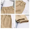Spring Autumn boys fashion solid color casual pants mid waist Straight children Brushed trousers 210615