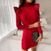 Off Ombro Ribbed V-Neck Mulheres Midi Vestido Metal Botão Manga Longa Mulheres Sling Vestidos Novo Sólido Slim Feminino Vestidos 210409