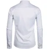 Men's Hipster Mandarin Collar Dress Shirts Brand Slim Fit Long Sleeve Chemise Casual Work Busienss Shirt Male White 2XL 210708