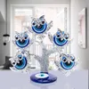 HD Blue Evil Eye Tree Feng Shui Owl Dekorativ Collectible Housewarming Gift Showpiece För Skydd, Lycka Välstånd 210929