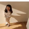 Весенний корейский стиль ребёнка 2-шт. Устанавливает утровные Уретки с капюшоном + брюки детская одежда E4002 210610