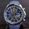 Luksusowe wodoodporne zegarki kwarcowe Business Casual stalowy pasek do zegarka męskie Blue Angels World Chronograph WristWatch 211231