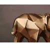 ASFULL 추상 골드 코끼리 동상 수 지 장식품 홈 장식 액세서리 선물 기하학적 조각 210728