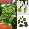 Natural Moldavite Green Aerolites Crystal Stone Pendant Halsband Energi rep flätade unika smycken halsband205h