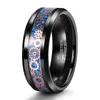 Somen Silver Color Tungsten Men Luxury Wedding Band Male Blue and Gears Inlay Cool Design Rings 8mmParty Jewelry