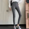 Kore Kış Katı Rahat Pamuk Pantolon Yüksek Esneklik Kadife kadın Tayt Sıcak Bel Slim Pantolon Tutun 12938 210427