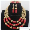 Earrings & Necklace Jewelry Sets Beautif Purple Coral Beads Nigerian Wedding Set African Costume W13669 Drop Delivery 2021 Oe2Qb