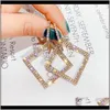 Charm Jewelry Drop Delivery 2021 925 Sier Needle Euramerican Hyperbole Set Diamond Square Fashion Female Korea Long Style Personality Earring