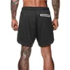 Mäns fitness shorts mens 2 i 1 gym manlig dubbeldäck mesh snabb torkning säkerhet fick jogging män 210421