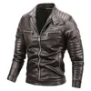 Homens Faux Jaqueta De Couro Motocicleta Pu Couro Casacos Homens Inverno Outono Jaquetas Quentes Masculinas Grosso À Prova de Vento Outwear 211009