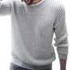 Herentruien mannen herfst winter gebreide trui o nek lange mouw pullover top zwart wit warme zachte mannelijke jumper- casual gebreide kleren