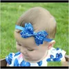 Baby Kids Maternity Drop Levering 2021 Bow Pailletten Band voor Meisjes Bling Bowknot Accessoires Haar Hoop Hoofdband Baby 03T Perimeter 15 inch CWGD