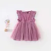 Letni Przyjazd Dzieci Odzież Bawełniana Solid Color All-Match Topy Cute Sweet Party Princess Lace Kamizelka Sukienka Dla Baby Girls 210625