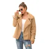 Women's Jackets Women Casual Fleece Coats Autumn 2022 Female Long Sleeve Turn-down Neck Soft Warm Plush Coat Winter Ladies Green Jacket