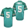 # 5 Ray Finkle Ace Ventura Movie Jersey Verde Teal 100% Ed Ray Finkle Camisas de futebol retrô personalizadas