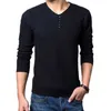 M-4XL Invierno Henley Cuello Suéter Hombres Cashmere Jersey Suéter de Navidad Suéteres de punto para hombre Pull Homme Jersey Hombre 210818