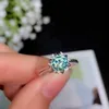 BOEYCJR 925 Argento 1ct / 2ct Moissanite blu VVS Anello di fidanzamento con diamanti da sposa con certificato nazionale per le donne