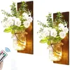 Rustic Wall Sconces Handmade Art Hanging Design With Remote Control LED Light And White Peony Promotion Lamp