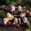 Uppsättning av 7 miniatyr fe garden gnomes dvärg figuriner mini harts elf figurer rolig bonsai micro staty dekoration 210804