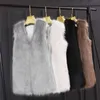 Est Höst Fashion Faux Fur Coat Ladies Ärmlös Slim Vest Kvinnor Jackor Ytterkläder Waistcoat Plus Storlek XXXL Svart Grå 211220