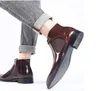Moda primavera botas masculinas de couro convenientes com zíper bico fino sapatos sociais masculinos preto marrom botins2626486
