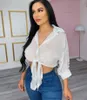 Summer clothes Women shirts plus size S-2X top casual long sleeve sheer shirt women's blouses sexy white tops letters T-shirts DHL SHIP 5480