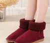 Clássico da moda Aus U5854 curto Mini botas de neve femininas Cashmere tricô pele de carneiro Cowskin bota quente Aniversário Presentes de Natal U5854G