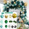 Dżungla Wild Birthday Party Decoration Latex Green Balloon Golden Metallic Confetti Balony Garland Arch Do Wedding Kids Baby Shower