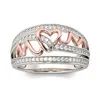 Crystal Heart Rings Band letter Love Mom Ring Hollow Women Mother Day Regalo di compleanno Gioielli di moda Will e Sandy