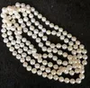 8-9mm White Natural Pearl Beaded Necklace 48inch 925 Silver Clasp Women's Gift Jewelry