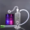 Glowing Glass bong with Led Light smoking Pipes Bong 10mm Joint Mini Oil Rig Ball Perc with glass oil burner pipe and Hose