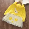 Mädchen Prinzessin Kleider Herbst Cartoon Bunny Kleid Nette Voile Outfits Süße Kinder Frühling Kleidung Anzüge 210429