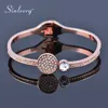 Sinleery Moda Kryształ Okrągły Mankiet Open Bangle Rose Gold Silver Color Bransoletki Ślubne Kobiety Biżuteria SL483 SSF Q0719