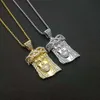 Hip Hop Bling Gold Color Stainless Steel JESUS PIECE Pendants Necklace For Men Rapper Jewelry Drop Pendant Necklaces3536670