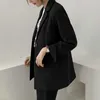 Casual Women Blazer Suit Single-breasted Autumn Winter Jacket Femme Solid Outwear Notched Long Sleeve Business Attire 210514