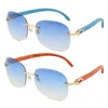 Modische, hochwertige Metall-Sonnenbrille für Herren aus Holz, Holzbrille, größere quadratische Rahmen, Fahrbrille, Herren- und Damenbrille, runde Brillen für Männer und Frauen, Größe: 61