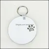 Event Festive Supplies Home & Gardenpuppy Keychain Party Favor Sublimation Mdf Keyring For Women Paw Print Wooden Keychains Creative Dog Tag