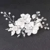 Le Liin Bridal Crystal Pearl Flower Clip Clip Floral стиль BARMETTE невеста ювелирные изделия невесты свадебные аксессуары 210707