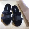 2021 Lady Sandals Lock It Flat Mule Norek Fur Pantofte Cognac Brown Patent Płótno Slidki Sandal Zimowe Botki Kobiety Buty z pudełkiem