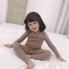 春の男の子の女の子の柔らかい綿のパジャマ服セットスリーウェアナイトウェア衣装のための幼児子供の布の子供服211130